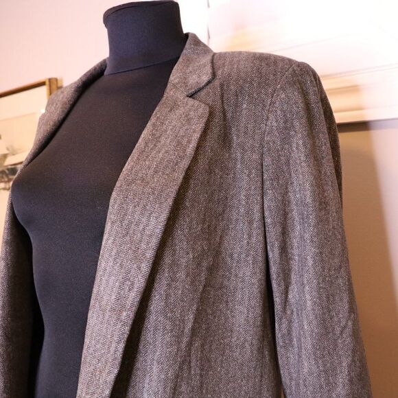 Zara Grey Boyfriend Grey Pinstripe Oversized Blazer Sz S - Picture 6 of 7
